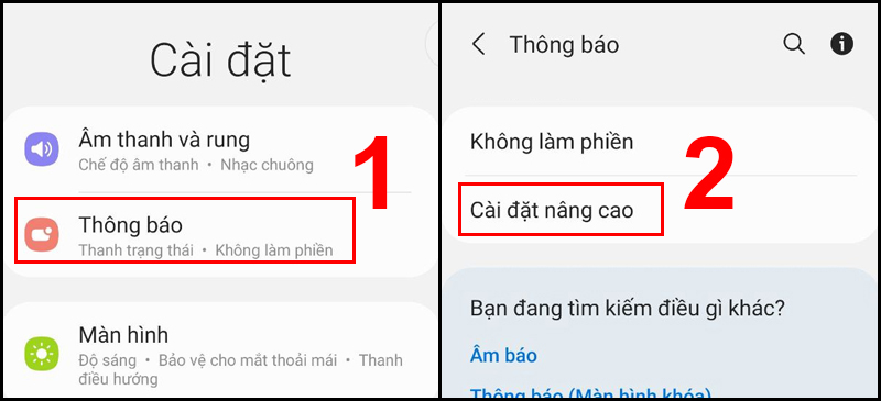 Truy cập Cài đặt nâng cao